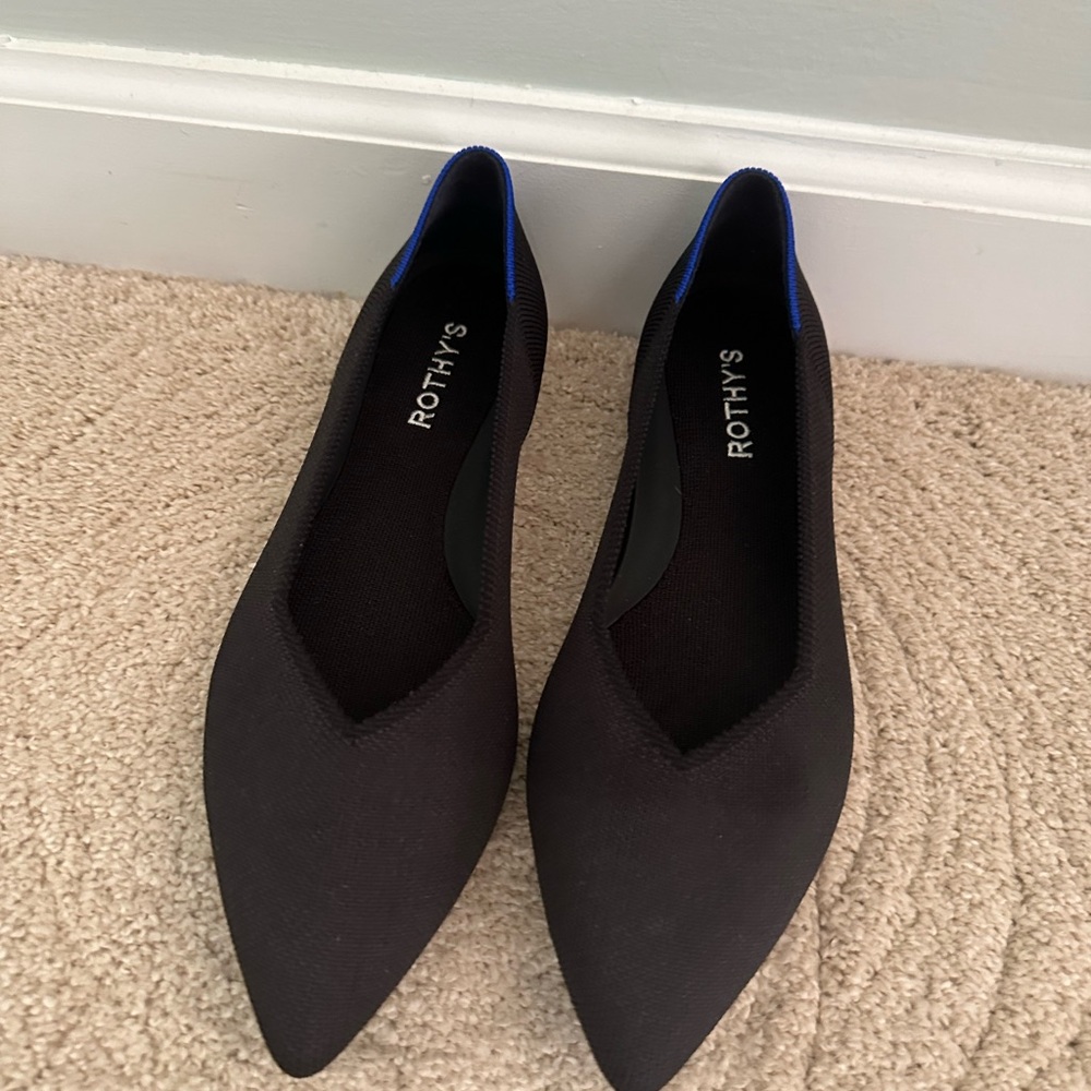 Rothy’s The Point Flats Black 9 M NIB